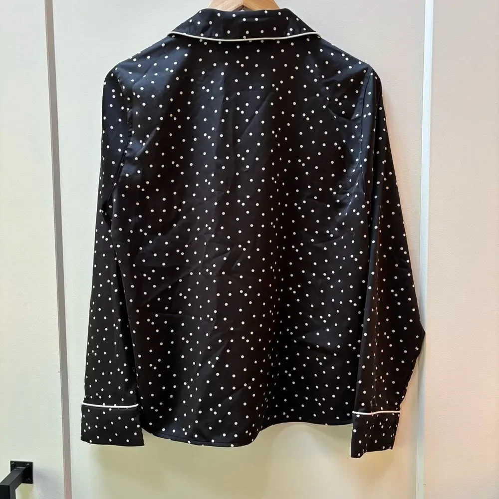 J.Crew Black & White Polka Dot Pajama Shirt – Size M